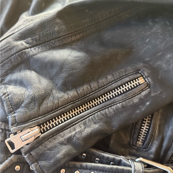 All Saints Balfern Studded Lambs Leather Jacket NWT’s Sz US12 - Picture 6 of 16